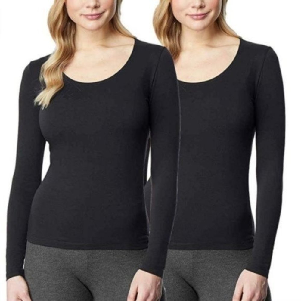 32 Degrees 2 Pack Long Sleeve Crewneck Tee - Black
